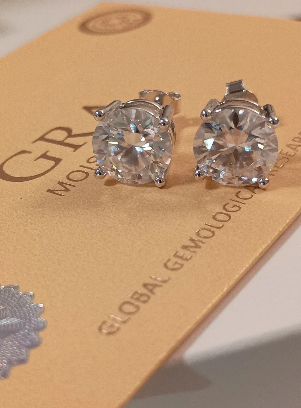 Huge 6CT Moissanite Prong Studs Earrings Real 925 Silver 18k G/P GRA Certificate